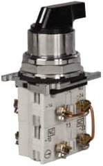 Eaton Cutler-Hammer - 30-1/2mm Mount Hole, 3 Position, Lever Operated, Selector Switch with Contact Blocks - Black, Maintained (MA), Nonilluminated, 2 Contact Blocks, 2NO/2NC, Oil and Watertight - Americas Industrial Supply
