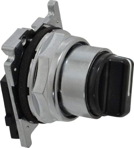 Eaton Cutler-Hammer - 30-1/2mm Mount Hole, 2 Position, Knob Operated, Selector Switch with Cam and Cap - Black, Maintained (MA) - Americas Industrial Supply