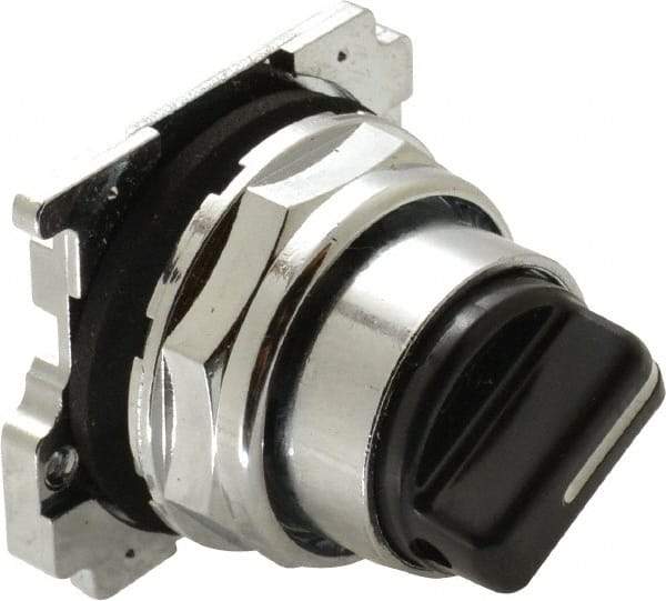 Eaton Cutler-Hammer - 30-1/2mm Mount Hole, 2 Position, Knob Operated, Selector Switch with Cam and Cap - Black, Maintained (MA) - Momentary (MO) - Americas Industrial Supply