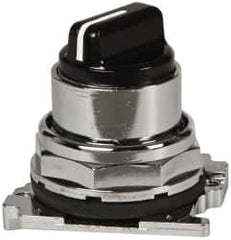 Eaton Cutler-Hammer - 30-1/2mm Mount Hole, 3 Position, Knob Operated, Selector Switch with Cam and Cap - Black, Maintained (MA) - Americas Industrial Supply