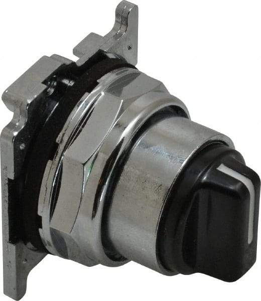 Eaton Cutler-Hammer - 30-1/2mm Mount Hole, 3 Position, Knob Operated, Selector Switch with Cam and Cap - Black, Maintained (MA) - Momentary (MO) - Americas Industrial Supply