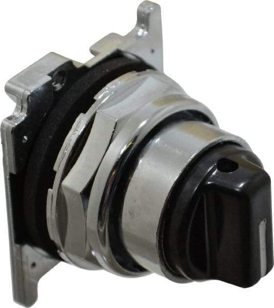 Eaton Cutler-Hammer - 30-1/2mm Mount Hole, 3 Position, Knob Operated, Selector Switch with Cam and Cap - Black, Maintained (MA) - Momentary (MO) - Americas Industrial Supply