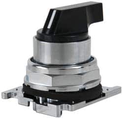 Eaton Cutler-Hammer - 30-1/2mm Mount Hole, 3 Position, Lever Operated, Selector Switch with Cam and Cap - Black, Maintained (MA) - Momentary (MO) - Americas Industrial Supply