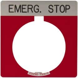 Eaton Cutler-Hammer - Square, Legend Plate - Emergency Stop - Red Background, 30-1/2mm Hole Diameter - Americas Industrial Supply