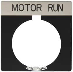 Eaton Cutler-Hammer - Square, Legend Plate - Motor Run - Black Background, 30-1/2mm Hole Diameter - Americas Industrial Supply
