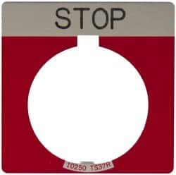Eaton Cutler-Hammer - Square, Legend Plate - Stop - Red Background, 30-1/2mm Hole Diameter - Americas Industrial Supply
