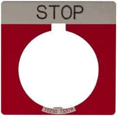 Eaton Cutler-Hammer - Square, Legend Plate - Stop - Red Background, 30-1/2mm Hole Diameter - Americas Industrial Supply