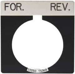 Eaton Cutler-Hammer - Square, Legend Plate - For-Rev - Black Background, 30-1/2mm Hole Diameter - Americas Industrial Supply