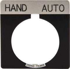 Eaton Cutler-Hammer - Square, Legend Plate - Auto-Off-Hand - Black Background, 30-1/2mm Hole Diameter - Americas Industrial Supply