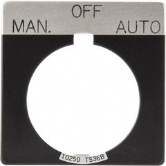 Eaton Cutler-Hammer - Square, Legend Plate - Manual-Off-Auto - Black Background, 30-1/2mm Hole Diameter - Americas Industrial Supply