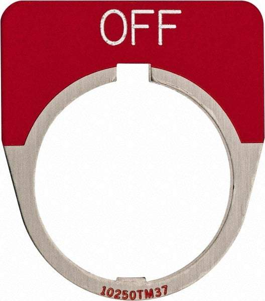 Eaton Cutler-Hammer - Half Round, Legend Plate - Off - Red Background, 30-1/2mm Hole Diameter - Americas Industrial Supply