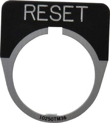 Eaton Cutler-Hammer - Half Round, Legend Plate - Reset - Black Background, 30-1/2mm Hole Diameter - Americas Industrial Supply