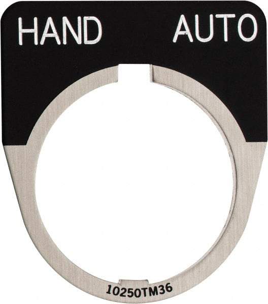 Eaton Cutler-Hammer - Half Round, Legend Plate - Auto-Off-Hand - Black Background, 30-1/2mm Hole Diameter - Americas Industrial Supply