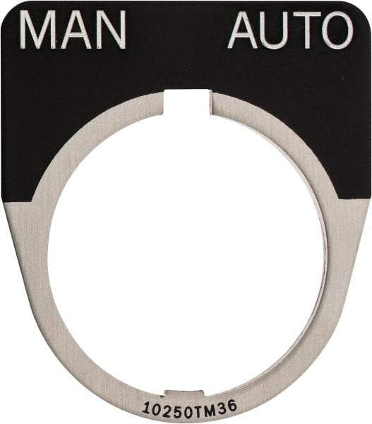 Eaton Cutler-Hammer - Half Round, Legend Plate - Manual-Auto - Black Background, 30-1/2mm Hole Diameter - Americas Industrial Supply