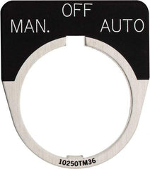 Eaton Cutler-Hammer - Half Round, Legend Plate - Manual-Off-Auto - Black Background, 30-1/2mm Hole Diameter - Americas Industrial Supply