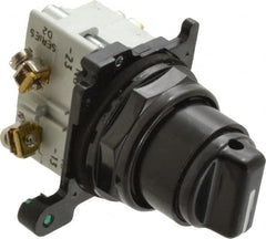 Eaton Cutler-Hammer - 30-1/2mm Mount Hole, 3 Position, Knob Operated, Selector Switch with Contact Blocks - Black, Maintained (MA), NO/NC - Americas Industrial Supply