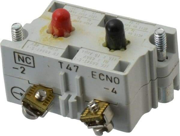 Eaton Cutler-Hammer - NO/NC, 0.5 Amp, Electrical Switch Contact Block - 120 VAC/VDC, Pressure Terminal, 30-1/2mm Hole, For Use with E34 Operators, Standard 10250T - Americas Industrial Supply