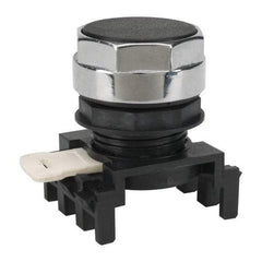 Eaton Cutler-Hammer - 25mm Mount Hole, Flush, Pushbutton Switch Only - Round, Black Pushbutton, Nonilluminated, Momentary (MO) - Americas Industrial Supply