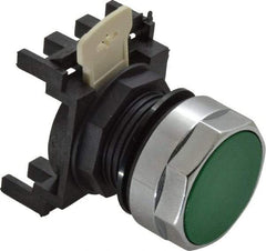 Eaton Cutler-Hammer - 25mm Mount Hole, Flush, Pushbutton Switch Only - Round, Green Pushbutton, Nonilluminated, Momentary (MO) - Americas Industrial Supply