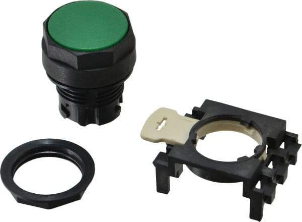 Eaton Cutler-Hammer - 25mm Mount Hole, Flush, Pushbutton Switch Only - Round, Green Pushbutton, Nonilluminated, Momentary (MO) - Americas Industrial Supply