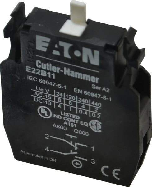 Eaton Cutler-Hammer - NO/NC, Electrical Switch Contact Block - 22-1/2mm Hole, For Use with Indicating Lights, Pushbuttons - Americas Industrial Supply