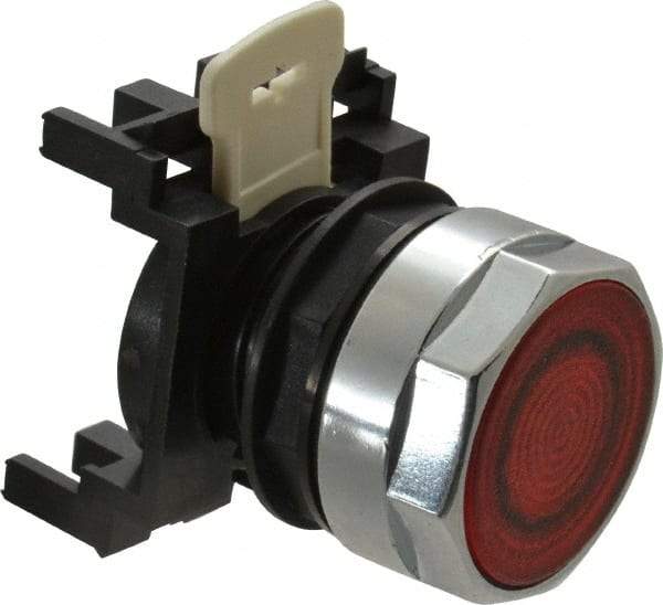 Eaton Cutler-Hammer - 25mm Mount Hole, Flush, Pushbutton Switch Only - Round, Red Pushbutton, Illuminated, Momentary (MO) - Americas Industrial Supply