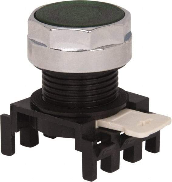 Eaton Cutler-Hammer - 25mm Mount Hole, Flush, Pushbutton Switch Only - Round, Green Pushbutton, Illuminated, Momentary (MO) - Americas Industrial Supply