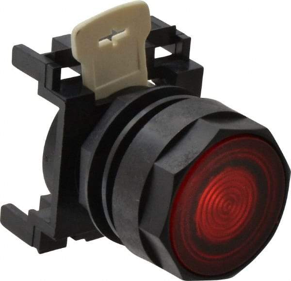 Eaton Cutler-Hammer - 25mm Mount Hole, Flush, Pushbutton Switch Only - Round, Red Pushbutton, Illuminated, Momentary (MO) - Americas Industrial Supply