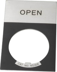 Eaton Cutler-Hammer - Rectangular, Aluminum Legend Plate - Open - Silver Background, Black Letters, 22-1/2mm Hole Diameter, 1.17 Inch Wide x 1.77 Inch High - Americas Industrial Supply