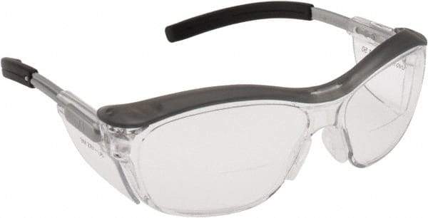 3M - +1.5, Clear Lenses, Anti-Fog, Framed Magnifying Safety Glasses - UV Protection, Adjustable Temples, Gray Plastic Frame, ANSI Z87.1-2010 - Americas Industrial Supply