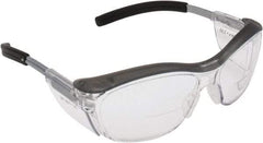 3M - +2, Clear Lenses, Anti-Fog, Framed Magnifying Safety Glasses - UV Protection, Adjustable Temples, Gray Plastic Frame, ANSI Z87.1-2010 - Americas Industrial Supply