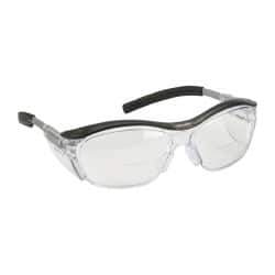 3M - +2.5, Clear Lenses, Anti-Fog, Framed Magnifying Safety Glasses - UV Protection, Adjustable Temples, Gray Plastic Frame, ANSI Z87.1-2010 - Americas Industrial Supply