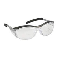 3M - +2.5, Clear Lenses, Anti-Fog, Framed Magnifying Safety Glasses - UV Protection, Adjustable Temples, Gray Plastic Frame, ANSI Z87.1-2010 - Americas Industrial Supply