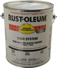 Rust-Oleum - 1 Gal Vista Green Gloss Finish Industrial Enamel Paint - 250 to 550 Sq Ft per Gal, Interior/Exterior, Direct to Metal, <450 gL VOC Compliance - Americas Industrial Supply