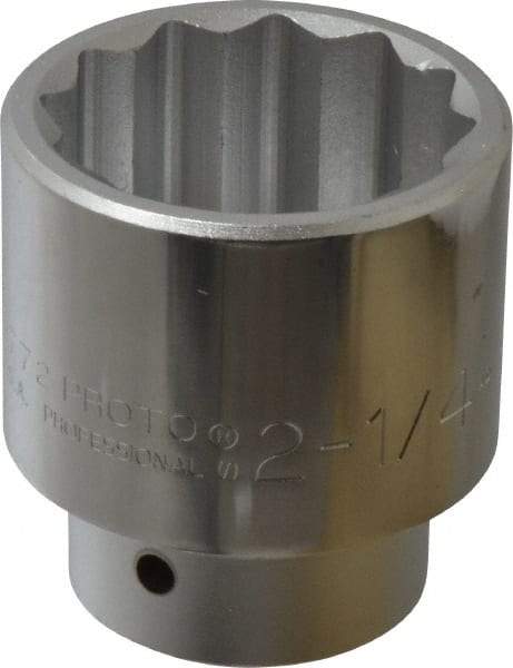 Proto - 2-1/4", 1" Drive, Standard Hand Socket - 12 Points, 3-13/16" OAL - Americas Industrial Supply