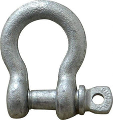 Made in USA - 5/16" Nominal Chain Size, 0.75 Ton Carbon Steel Screw Anchor Shackle - 5/16" Diam, 3/8" Pin Diam, 1-1/4" High x 17/32" Wide Inside Jaw, 27/32" Inside Width, 3/4" Max Body Thickness - Americas Industrial Supply