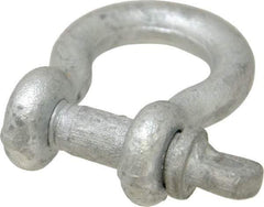 Made in USA - 3/8" Nominal Chain Size, 1 Ton Carbon Steel Screw Anchor Shackle - 3/8" Diam, 7/16" Pin Diam, 1-7/16" High x 21/32" Wide Inside Jaw, 0.969" Inside Width, 15/16" Max Body Thickness - Americas Industrial Supply