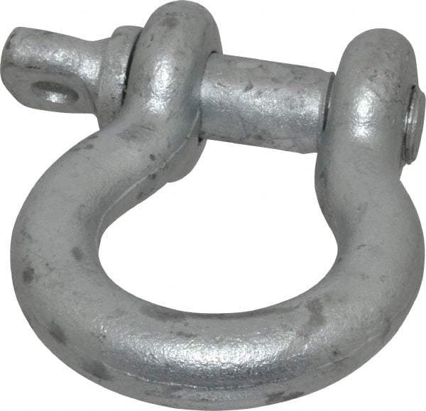 Made in USA - 7/8" Nominal Chain Size, 6.5 Ton Carbon Steel Screw Anchor Shackle - 7/8" Diam, 1" Pin Diam, 3-1/8" High x 1-7/16" Wide Inside Jaw, 2-1/16" Inside Width, 2" Max Body Thickness - Americas Industrial Supply