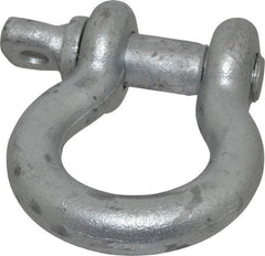 Made in USA - 7/8" Nominal Chain Size, 6.5 Ton Carbon Steel Screw Anchor Shackle - 7/8" Diam, 1" Pin Diam, 3-1/8" High x 1-7/16" Wide Inside Jaw, 2-1/16" Inside Width, 2" Max Body Thickness - Americas Industrial Supply