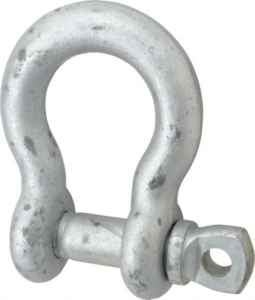 Made in USA - 1" Nominal Chain Size, 8.5 Ton Carbon Steel Screw Anchor Shackle - 1" Diam, 1-1/8" Pin Diam, 3-3/4" High x 1-11/16" Wide Inside Jaw, 2-1/2" Inside Width, 2-3/8" Max Body Thickness - Americas Industrial Supply