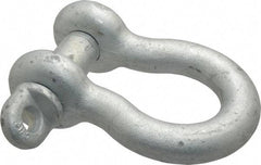 Made in USA - 1-1/8" Nominal Chain Size, 9.5 Ton Carbon Steel Screw Anchor Shackle - 1-1/8" Diam, 1-1/4" Pin Diam, 4-1/4" High x 1-13/16" Wide Inside Jaw, 2-15/16" Inside Width, 2-5/8" Max Body Thickness - Americas Industrial Supply