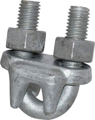 Made in USA - 7/16" Wire Rope U-Bolt Clip - Forged Steel, Galvanized - Americas Industrial Supply