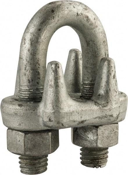 Made in USA - 9/16" Wire Rope U-Bolt Clip - Forged Steel, Galvanized - Americas Industrial Supply