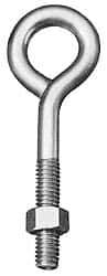 Made in USA - #10-24, Zinc-Plated Finish, Steel Wire Turned Open Eye Bolt - 1-1/4" Thread Length, 5/16" ID, 1-3/8" Shank Length - Americas Industrial Supply