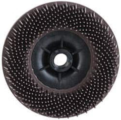 3M - 4-1/2" 36 Grit Ceramic Straight Disc Brush - Very Coarse Grade, Threaded Hole Connector, 3/4" Trim Length, 5/8-11 Threaded Arbor Hole - Americas Industrial Supply