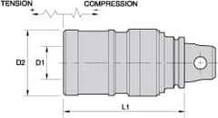 Kennametal - KM63UT Modular Connection Tension & Compression Tapping Chuck - 13/16 to 1-3/8" Tap Capacity, 127mm Projection, Size 3 Adapter, Quick Change - Exact Industrial Supply