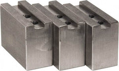 H & R Manufacturing - 8" Chuck Capacity, 1.5mm x 60° Serrated Attachment, Square Soft Lathe Chuck Jaw - 3 Jaws, Steel, 1" Btw Mount Hole Ctrs, 3-1/2" Long x 1-1/2" Wide x 2-1/2" High, 0.551" Groove, 12mm Fastener - Americas Industrial Supply