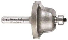 Amana Tool - 1-3/8" Cut Diam, 13/16" Length of Cut, 2 Flute Profiling Edge Profile Router Bit - Carbide-Tipped, 1/4" Shank Diam, 2-1/4" OAL, Uncoated - Americas Industrial Supply