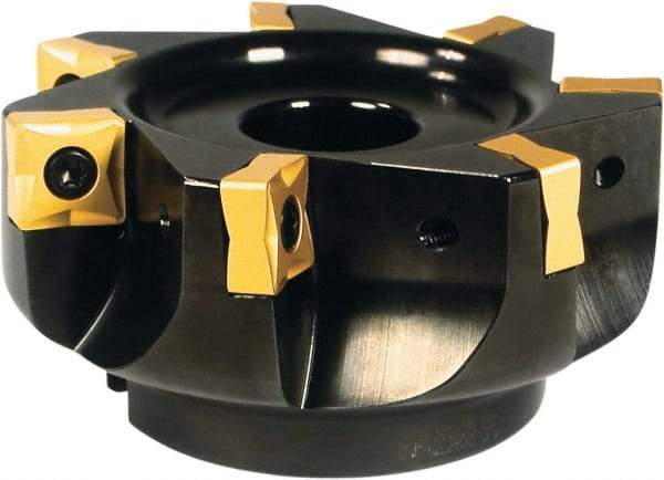 Sumitomo - 6 Inserts, 3" Cutter Diam, 0.575" Max Depth of Cut, Indexable High-Feed Face Mill - 3/8" Arbor Hole Diam, 1-3/4" High, SN.X Inserts, Series SumiMill Spider Mill - Americas Industrial Supply