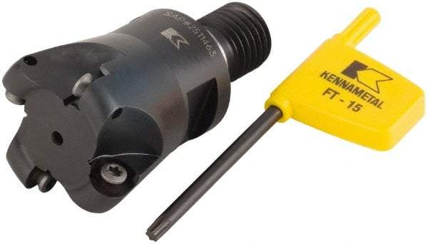 Kennametal - 38.1mm Cutting Diam, 1-1/2" Max Depth of Cut, Modular Connection Indexable Copy End Mill - 4 Inserts, RDHX 1003M0S Insert, KDM Toolholder - Americas Industrial Supply